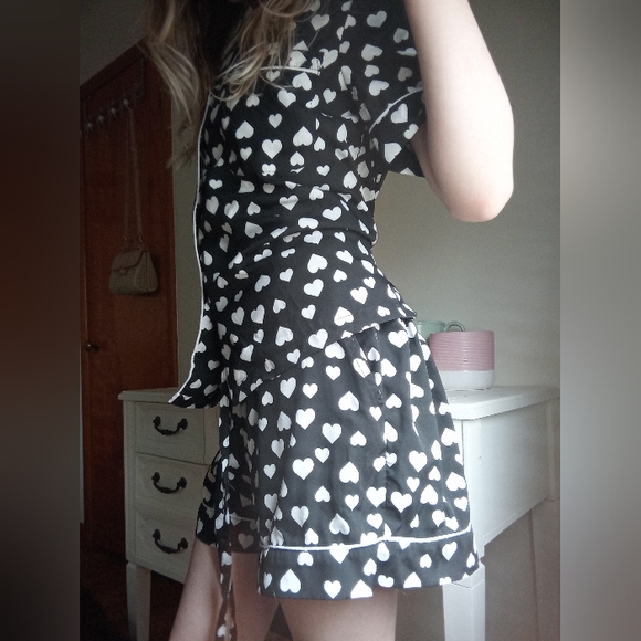 TABITHA WEBB - Heart Printed Pajama Set in Black and White - Picture 9 of 13